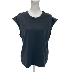Veronica Beard Stretch Cotton T-Shirt Large Black